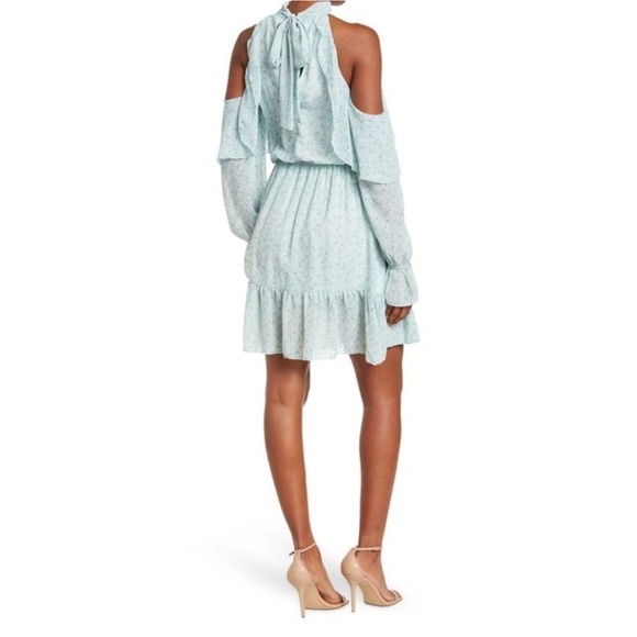 The Fashion Poet Clip Dot Ditsy Floral Cold Shoulder Ruffle Dress Sz XL - Picture 2 of 9